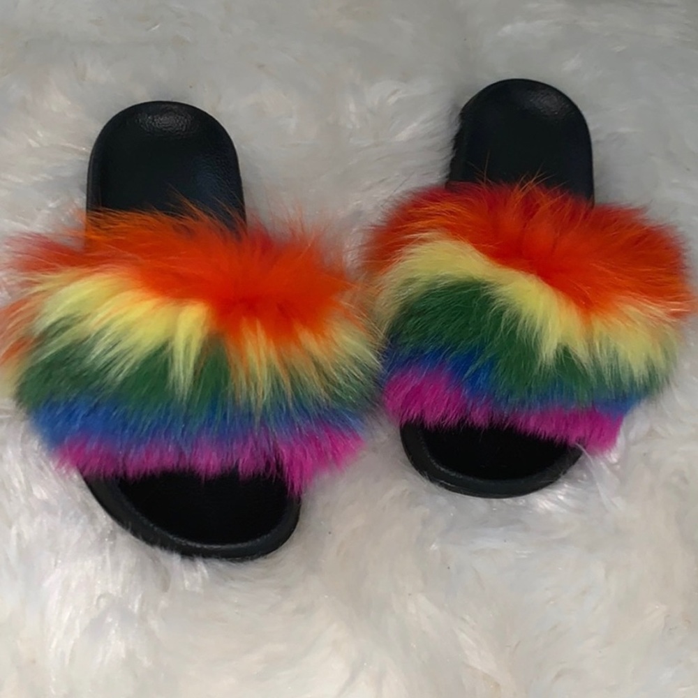 Fur slippers - 100% Real Fur - worn Few times